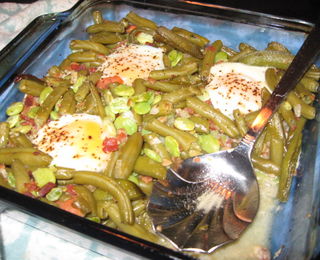 Sunny-Side Beans With Bacon Bits